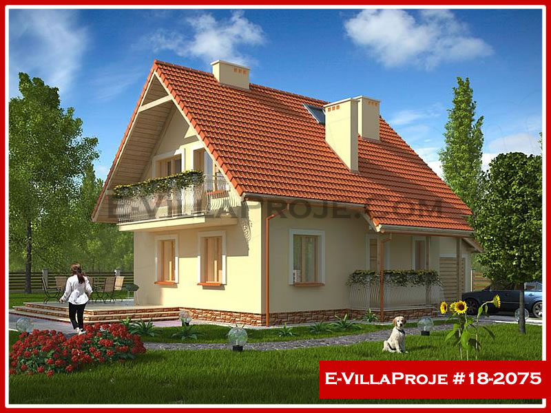 131 m² 2 Katlı (Dubleks) 3+1 Amerikan Çelik Yapı Villa (Ev Villa Proje #18 - 2075) Cephe Görünümü ve Kat Planı