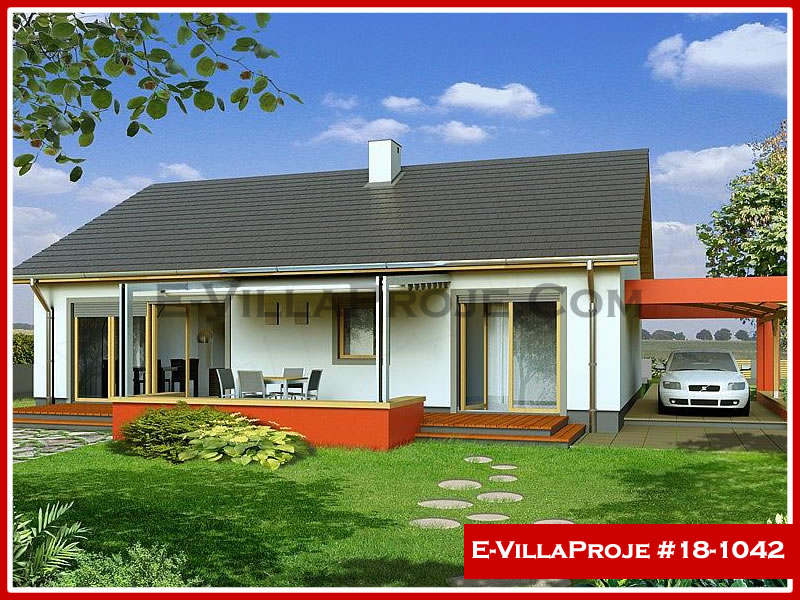 131 m² Tek Katlı 3+1 Modern Çelik Yapı Villa (Ev Villa Proje #18 - 1042) Cephe Görünümü ve Kat Planı