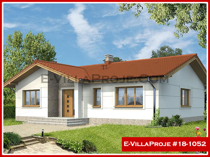 131 m² Tek Katlı 3+1 Ekonomik Çelik Yapı Villa (Ev Villa Proje #18 - 1052) Cephe Görünümü ve Kat Planı