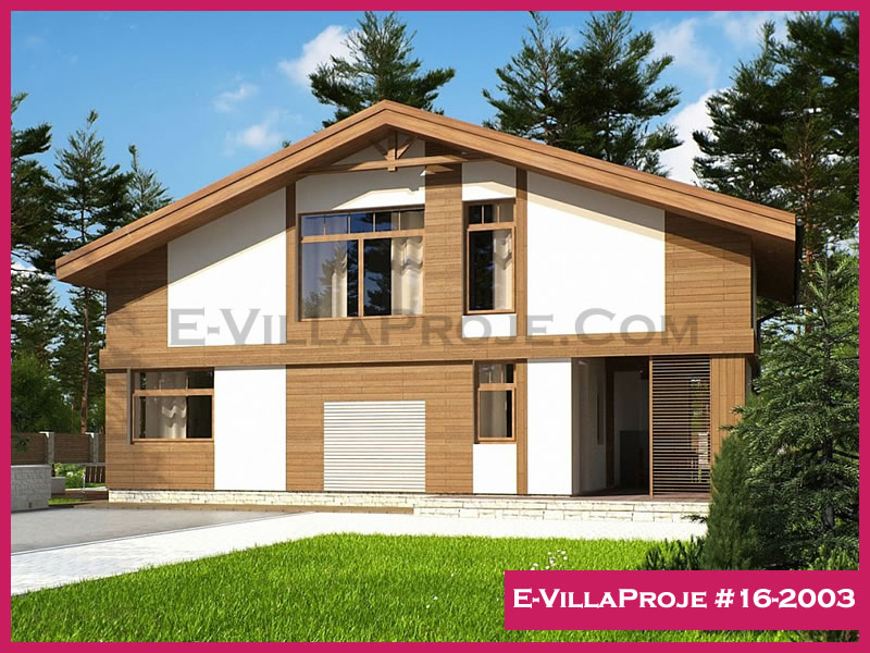 133 m² 2 Katlı (Dubleks) 3+1 Ahşap Çelik Yapı Villa (Ev Villa Proje #16 - 2003) Cephe Görünümü ve Kat Planı