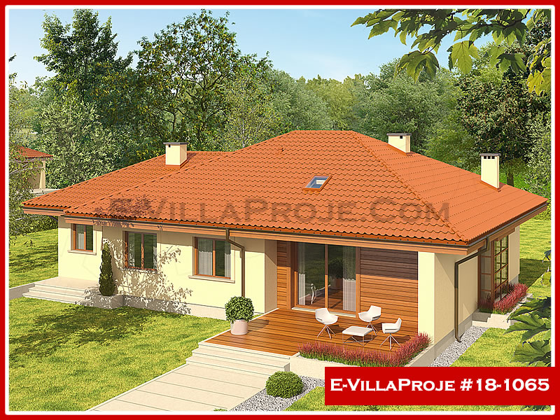 133 m² Tek Katlı 3+1 Ekonomik Çelik Yapı Villa (Ev Villa Proje #18 - 1065) Cephe Görünümü ve Kat Planı