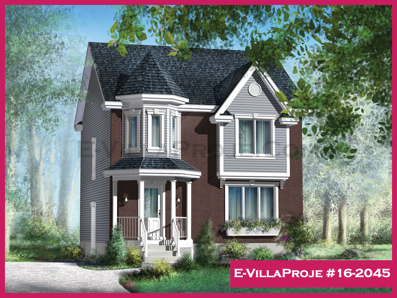 134 m² 2 Katlı (Dubleks) 3+1 Amerikan Çelik Yapı Villa (Ev Villa Proje #16 - 2045) Cephe Görünümü ve Kat Planı