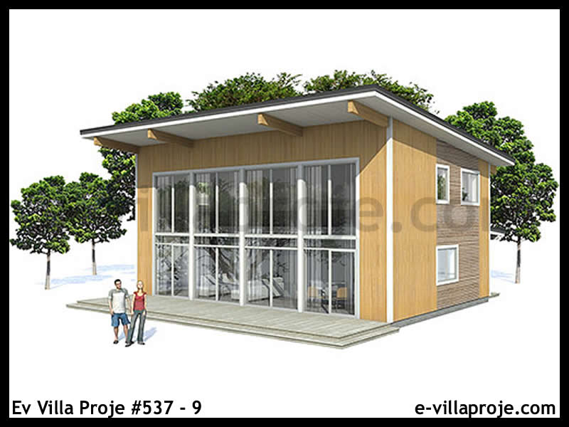 134 m² 2 Katlı (Dubleks) 3+1 Avrupa Çelik Yapı Villa (Ev Villa Proje #537 - 9) Cephe Görünümü ve Kat Planı