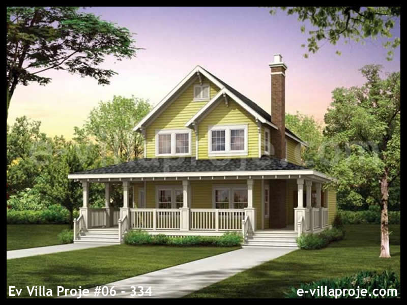 134 m² 2 Katlı (Dubleks) 3+1 Çiftlik Çelik Yapı Villa (Ev Villa Proje #06 - 334) Cephe Görünümü ve Kat Planı