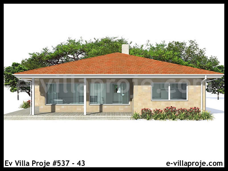 134 m² Tek Katlı 3+1 Ekonomik Çelik Yapı Villa (Ev Villa Proje #537 - 43) Cephe Görünümü ve Kat Planı