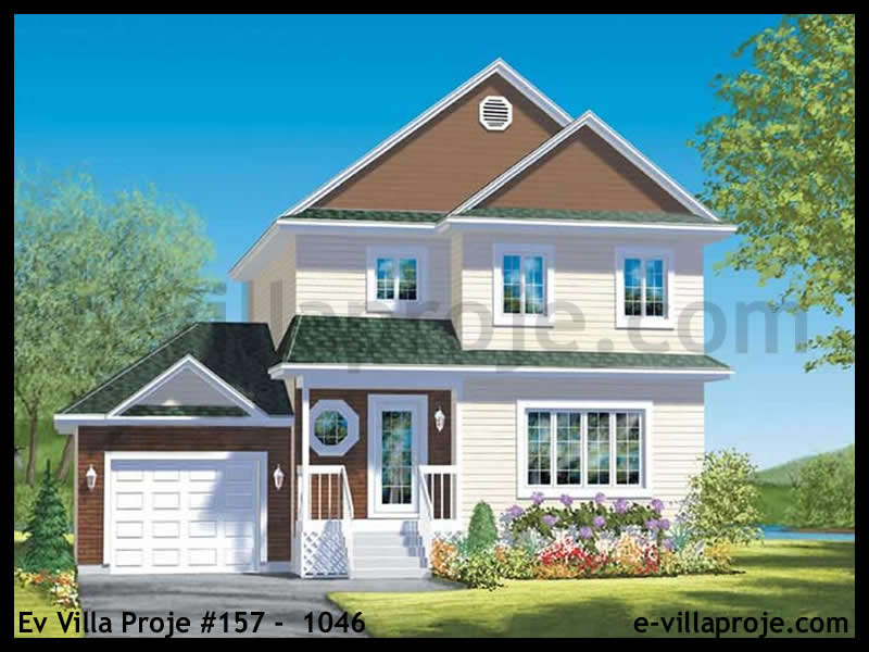 135 m² 2 Katlı (Dubleks) 3+1 Geleneksel Çelik Yapı Villa (Ev Villa Proje #157 - 1046) Cephe Görünümü ve Kat Planı