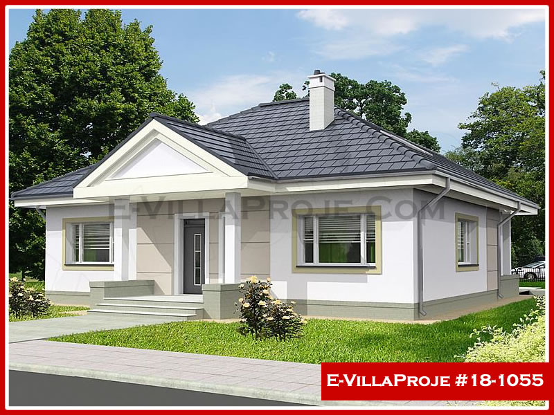 135 m² Tek Katlı 3+1 Ekonomik Çelik Yapı Villa (Ev Villa Proje #18 - 1055) Cephe Görünümü ve Kat Planı