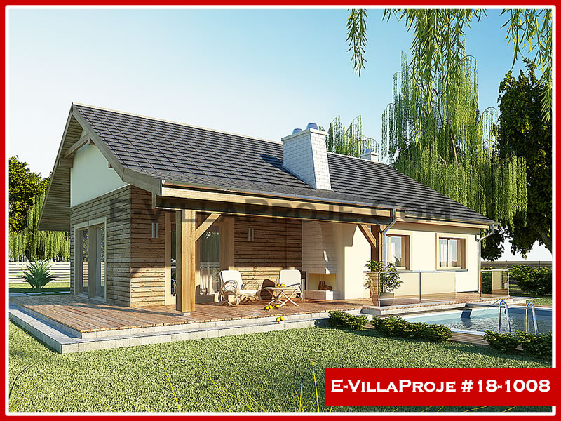 136 m² Tek Katlı 3+1 Modern Çelik Yapı Villa (Ev Villa Proje #18 - 1008) Cephe Görünümü ve Kat Planı