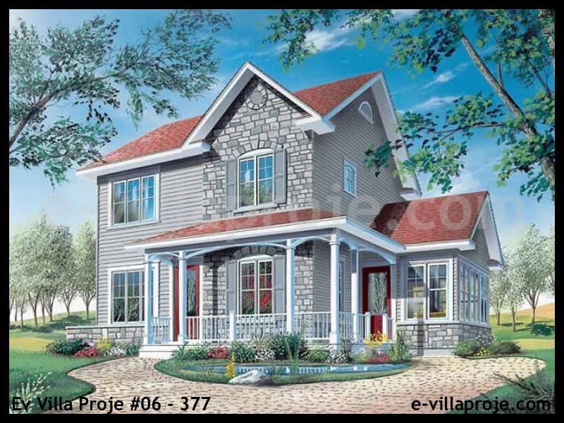 137 m² 2 Katlı (Dubleks) 3+1 Özel Tasarım  Proje Çelik Yapı Villa (Ev Villa Proje #06 - 377) Cephe Görünümü ve Kat Planı