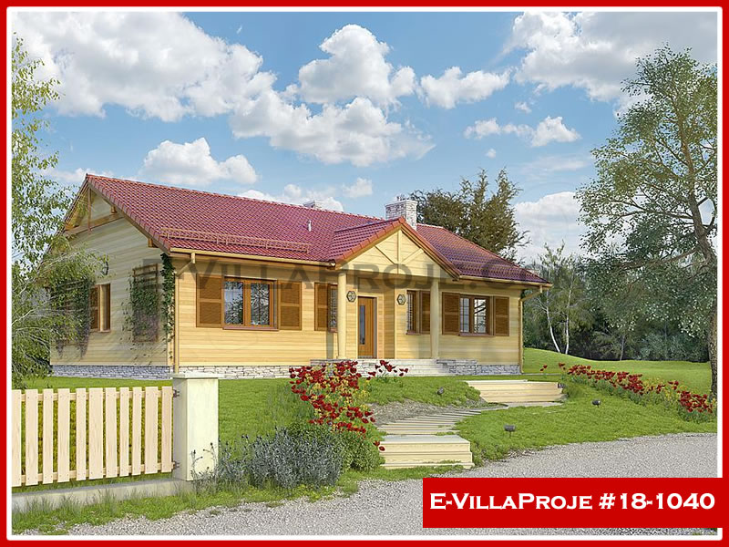 137 m² Tek Katlı 3+1 Ahşap Çelik Yapı Villa (Ev Villa Proje #18 - 1040) Cephe Görünümü ve Kat Planı