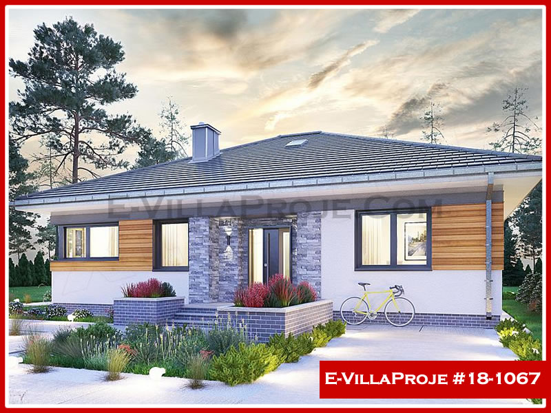 137 m² Tek Katlı 3+1 Şehir Tarzı lar Çelik Yapı Villa (Ev Villa Proje #18 - 1067) Cephe Görünümü ve Kat Planı