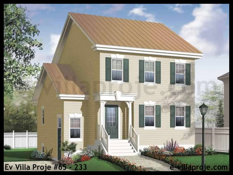 138 m² 2 Katlı (Dubleks) 3+1 Amerikan Çelik Yapı Villa (Ev Villa Proje #65 - 233) Cephe Görünümü ve Kat Planı