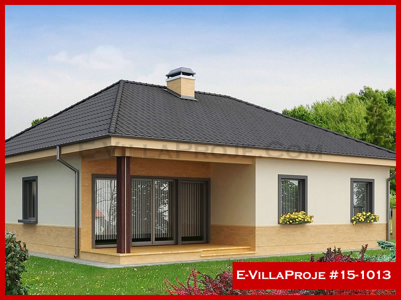 138 m² Tek Katlı 3+1 Amerikan Çelik Yapı Villa (Ev Villa Proje #15 - 1013) Cephe Görünümü ve Kat Planı