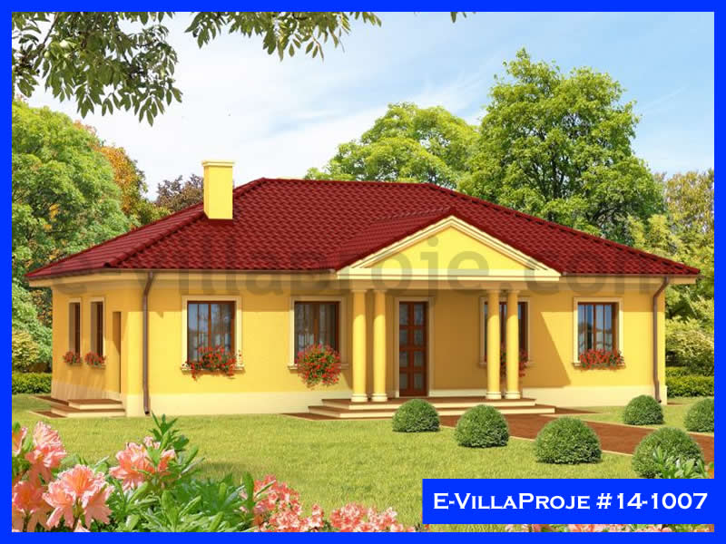 138 m² Tek Katlı 3+1 Özel Tasarım  Proje Çelik Yapı Villa (Ev Villa Proje #14 - 1007) Cephe Görünümü ve Kat Planı