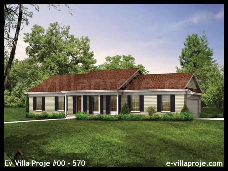 139 m² Tek Katlı 3+1 Çiftlik Çelik Yapı Villa (Ev Villa Proje #00 - 570) Cephe Görünümü ve Kat Planı