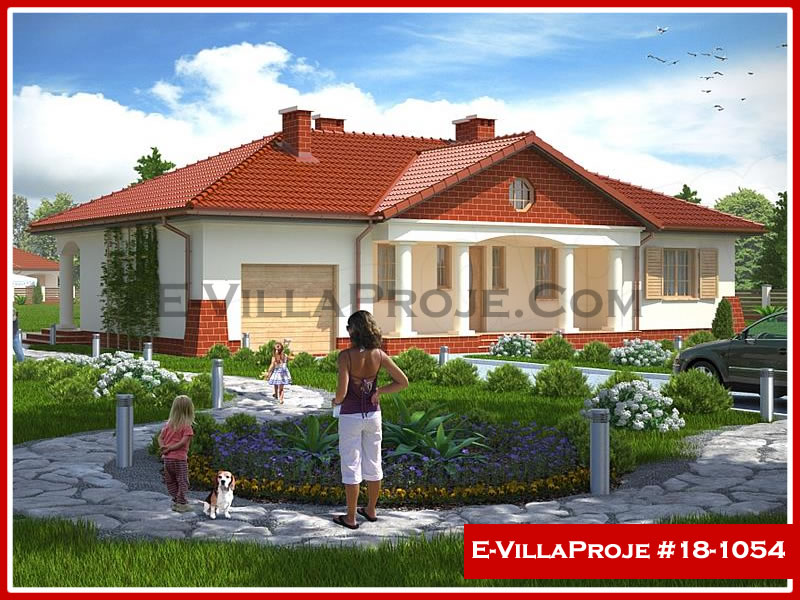 139 m² Tek Katlı 3+1 Çiftlik Çelik Yapı Villa (Ev Villa Proje #18 - 1054) Cephe Görünümü ve Kat Planı
