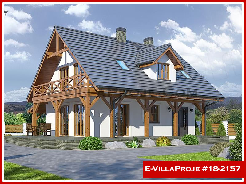 140 m² 2 Katlı (Dubleks) 4+1 Çiftlik Çelik Yapı Villa (Ev Villa Proje #18 - 2157) Cephe Görünümü ve Kat Planı
