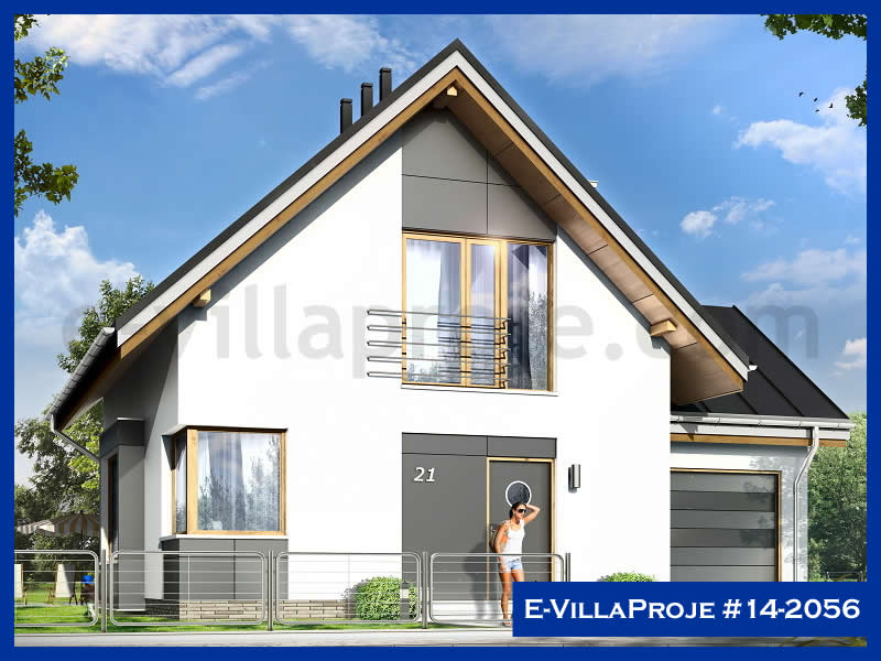 140 m² 2 Katlı (Dubleks) 4+1 Özel Tasarım  Proje Çelik Yapı Villa (Ev Villa Proje #14 - 2056) Cephe Görünümü ve Kat Planı