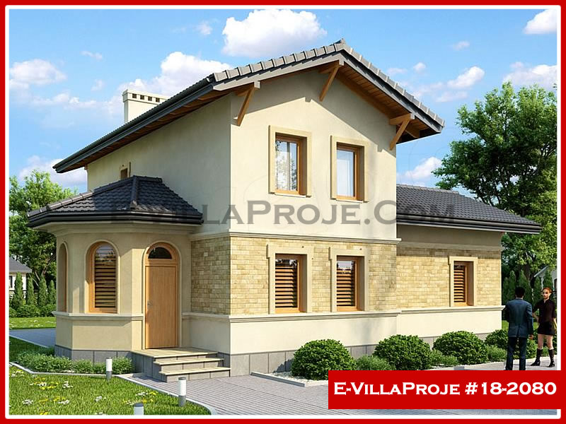 140 m² 2 Katlı (Dubleks) 4+1 Özel Tasarım  Proje Çelik Yapı Villa (Ev Villa Proje #18 - 2080) Cephe Görünümü ve Kat Planı