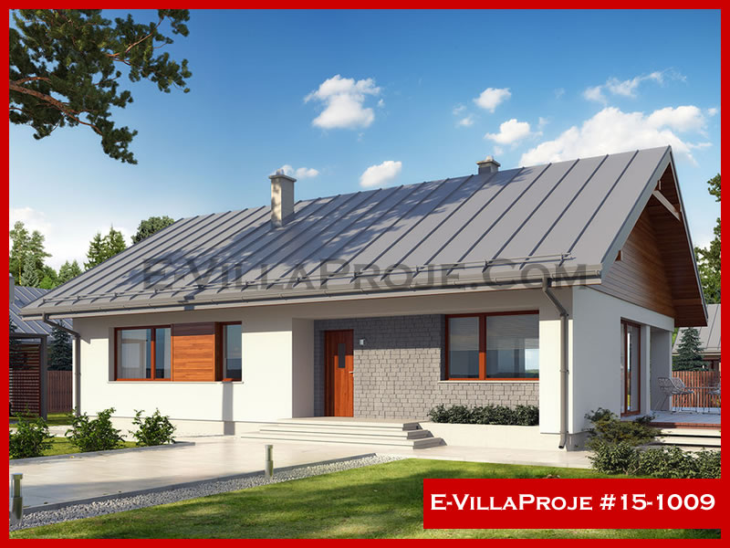 140 m² Tek Katlı 4+1 Amerikan Çelik Yapı Villa (Ev Villa Proje #15 - 1009) Cephe Görünümü ve Kat Planı