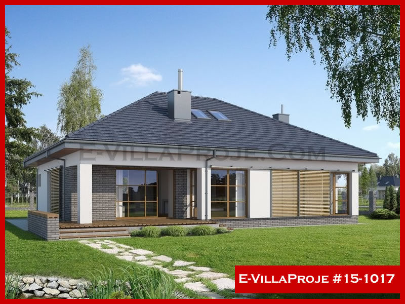 140 m² Tek Katlı 4+1 Özel Tasarım  Proje Çelik Yapı Villa (Ev Villa Proje #15 - 1017) Cephe Görünümü ve Kat Planı