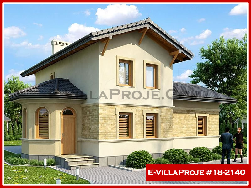 141 m² 2 Katlı (Dubleks) 4+1 Özel Tasarım  Proje Çelik Yapı Villa (Ev Villa Proje #18 - 2140) Cephe Görünümü ve Kat Planı