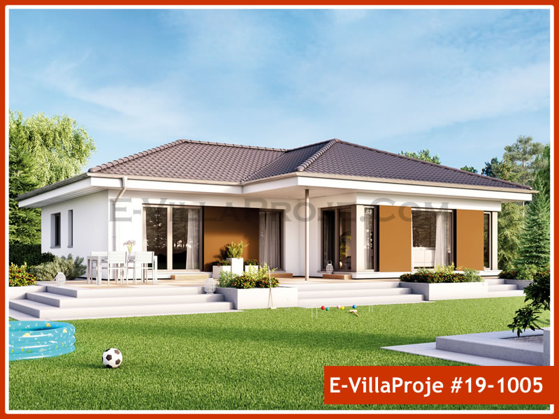 141 m² Tek Katlı 4+1 Ekonomik Çelik Yapı Villa (Ev Villa Proje #19 - 1005) Cephe Görünümü ve Kat Planı