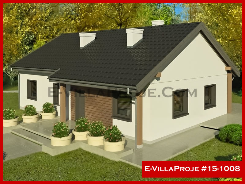 141 m² Tek Katlı 4+1 Modern Çelik Yapı Villa (Ev Villa Proje #15 - 1008) Cephe Görünümü ve Kat Planı