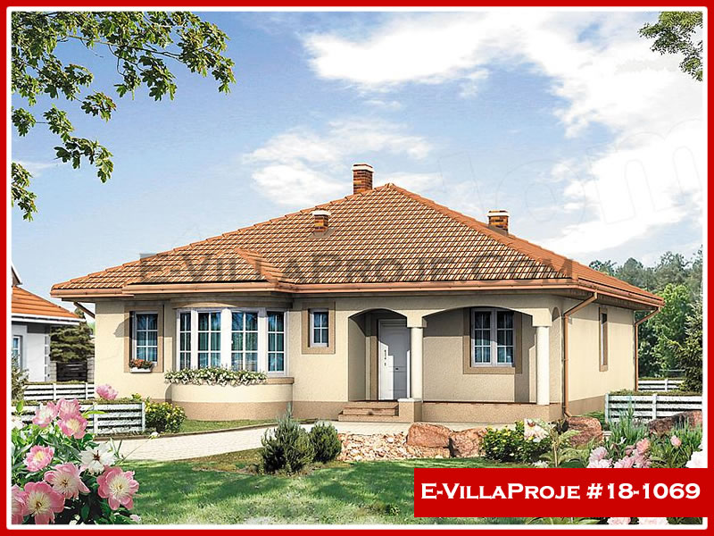 141 m² Tek Katlı 4+1 Ekonomik Çelik Yapı Villa (Ev Villa Proje #18 - 1069) Cephe Görünümü ve Kat Planı