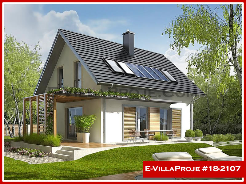 142 m² 2 Katlı (Dubleks) 4+1 Ahşap Çelik Yapı Villa (Ev Villa Proje #18 - 2107) Cephe Görünümü ve Kat Planı