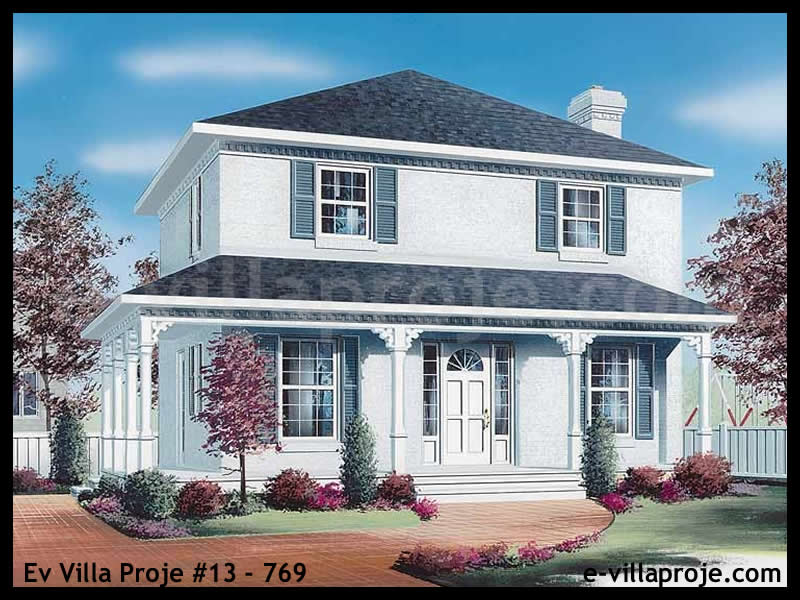 142 m² 2 Katlı (Dubleks) 4+1 Amerikan Çelik Yapı Villa (Ev Villa Proje #13 - 769) Cephe Görünümü ve Kat Planı