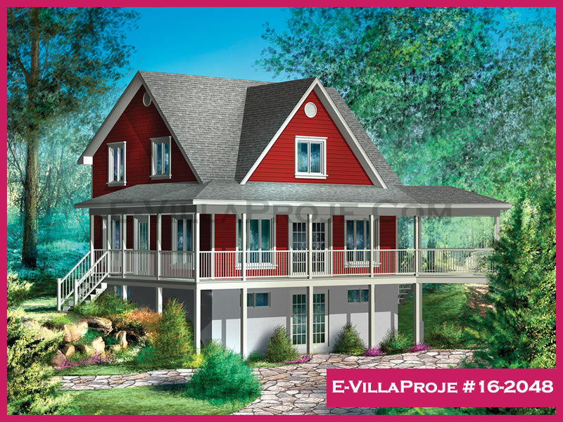 142 m² 2 Katlı (Dubleks) 4+1 Amerikan Çelik Yapı Villa (Ev Villa Proje #16 - 2048) Cephe Görünümü ve Kat Planı