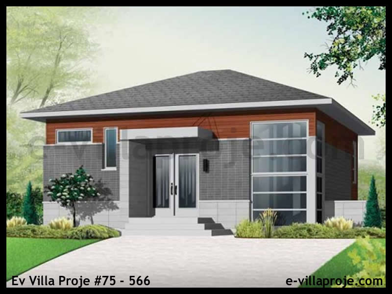 143 m² 2 Katlı (Dubleks) 4+1 Taş Çelik Yapı Villa (Ev Villa Proje #75 - 566) Cephe Görünümü ve Kat Planı