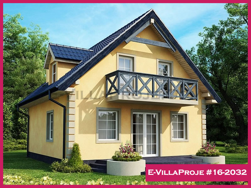 144 m² 2 Katlı (Dubleks) 4+1 Amerikan Çelik Yapı Villa (Ev Villa Proje #16 - 2032) Cephe Görünümü ve Kat Planı