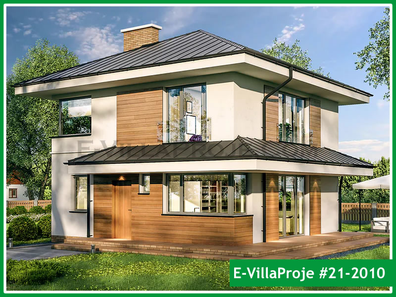 144 m² 2 Katlı (Dubleks) 4+1 Ekonomik Çelik Yapı Villa (Ev Villa Proje #21 - 2010) Cephe Görünümü ve Kat Planı