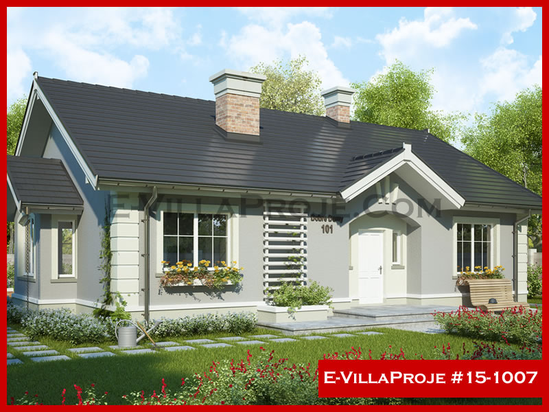 144 m² Tek Katlı 4+1 Amerikan Çelik Yapı Villa (Ev Villa Proje #15 - 1007) Cephe Görünümü ve Kat Planı