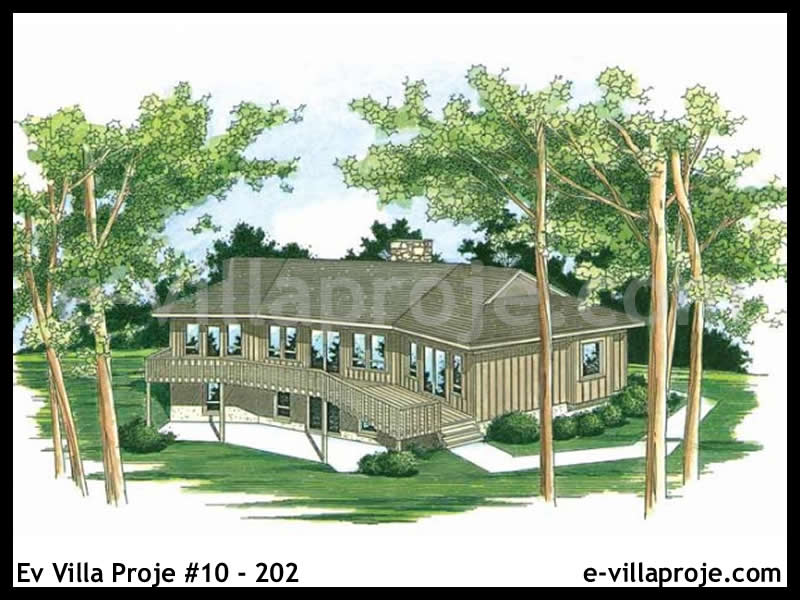 144 m² Tek Katlı 4+1 Taş Çelik Yapı Villa (Ev Villa Proje #10 - 202) Cephe Görünümü ve Kat Planı