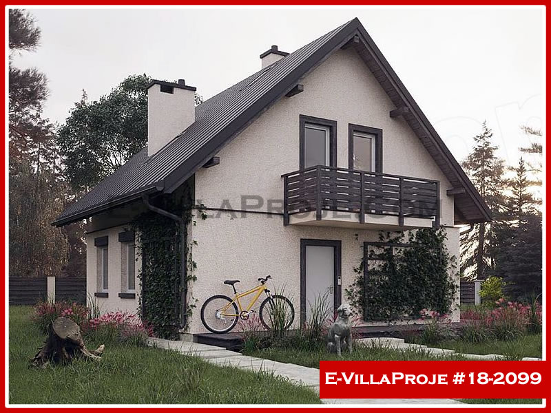 145 m² 2 Katlı (Dubleks) 4+1 Amerikan Çelik Yapı Villa (Ev Villa Proje #18 - 2099) Cephe Görünümü ve Kat Planı