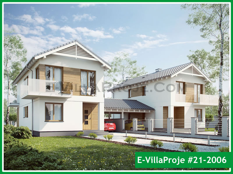 145 m² 2 Katlı (Dubleks) 4+1 İkiz Çelik Yapı Villa (Ev Villa Proje #21 - 2006) Cephe Görünümü ve Kat Planı