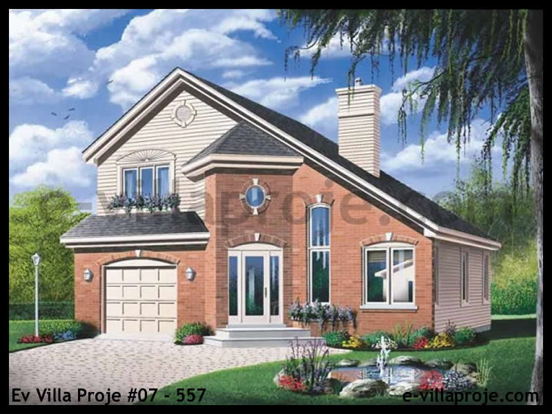 145 m² 2 Katlı (Dubleks) 4+1 Taş Çelik Yapı Villa (Ev Villa Proje #07 - 557) Cephe Görünümü ve Kat Planı