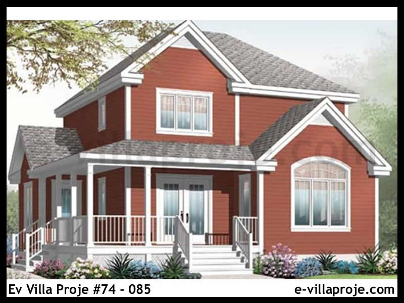146 m² 2 Katlı (Dubleks) 4+1 Şehir Tarzı lar Çelik Yapı Villa (Ev Villa Proje #74 - 085) Cephe Görünümü ve Kat Planı