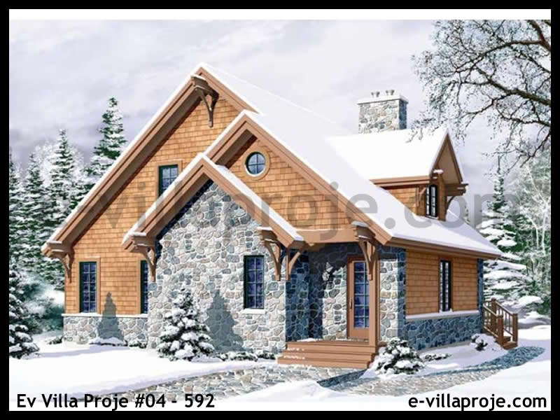 147 m² 2 Katlı (Dubleks) 4+1 Çiftlik Çelik Yapı Villa (Ev Villa Proje #04 - 592) Cephe Görünümü ve Kat Planı