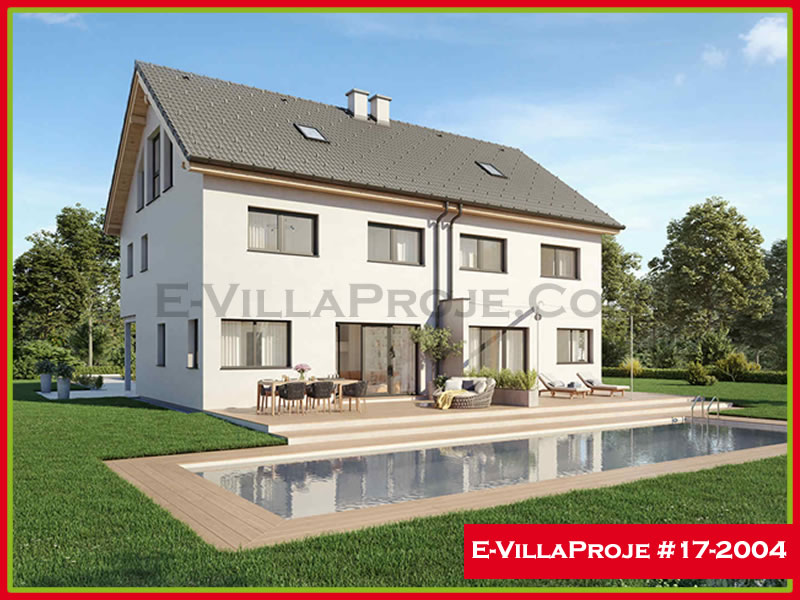147 m² 2 Katlı (Dubleks) 4+1 İkiz Çelik Yapı Villa (Ev Villa Proje #17 - 2004) Cephe Görünümü ve Kat Planı
