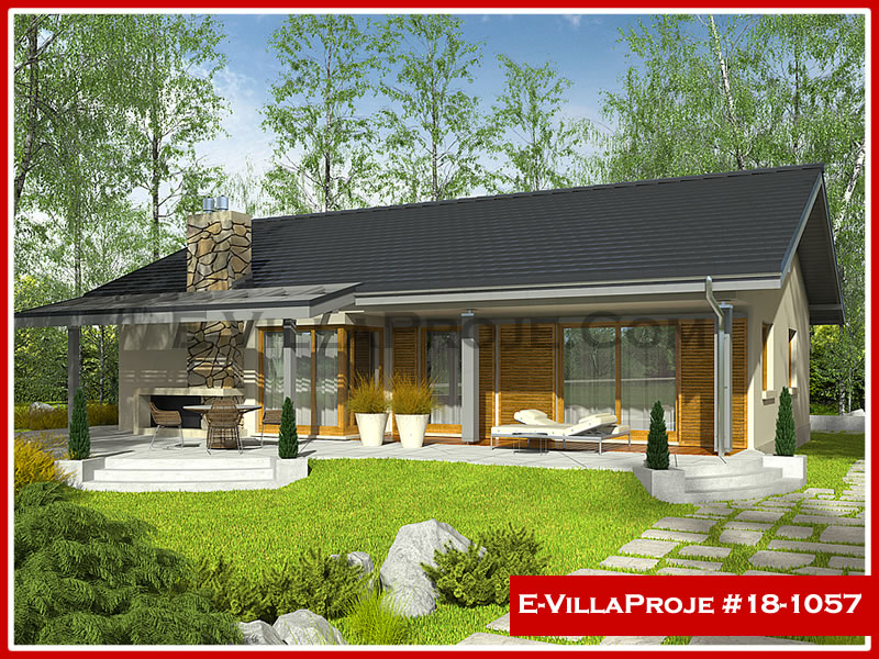 147 m² Tek Katlı 4+1 Ekonomik Çelik Yapı Villa (Ev Villa Proje #18 - 1057) Cephe Görünümü ve Kat Planı