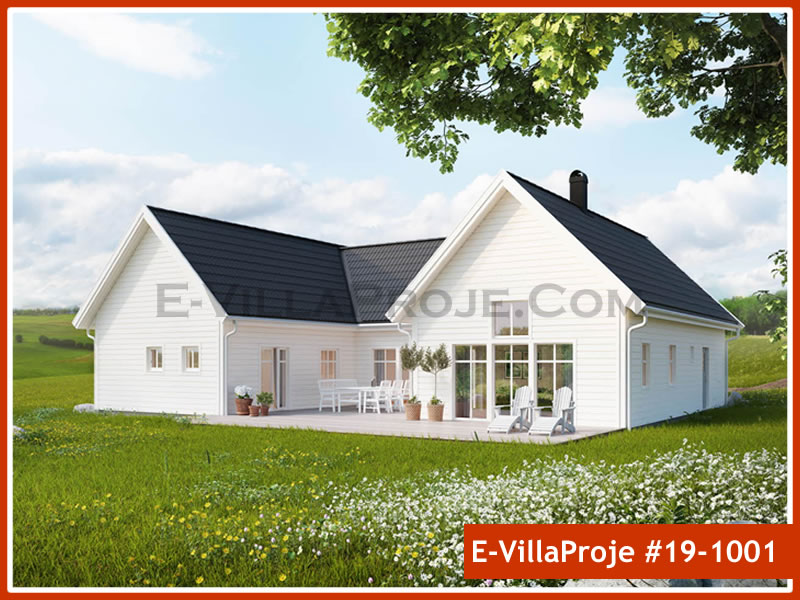 147 m² Tek Katlı 4+1 Modern Çelik Yapı Villa (Ev Villa Proje #19 - 1001) Cephe Görünümü ve Kat Planı