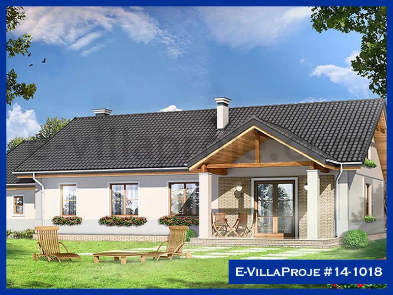 148 m² Tek Katlı 4+1 Şömineli Çelik Yapı Villa (Ev Villa Proje #14 - 1018) Cephe Görünümü ve Kat Planı