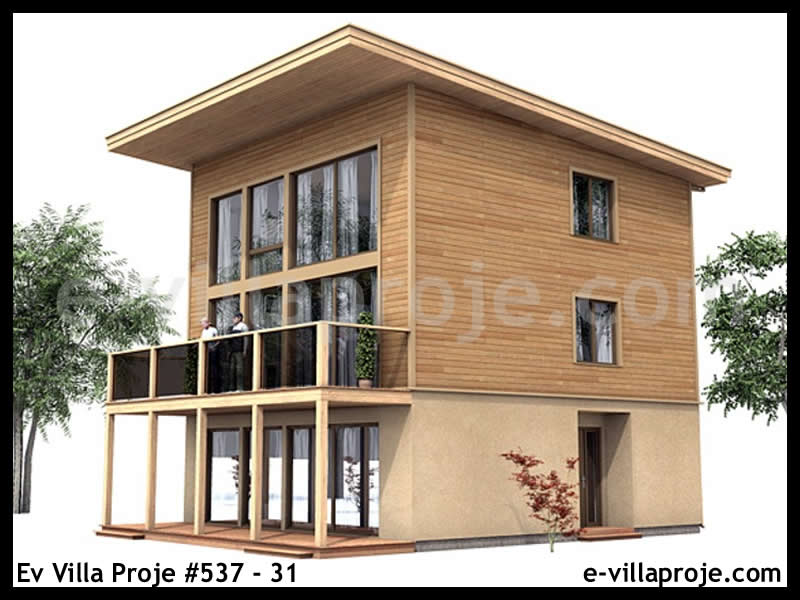 148 m² 3 Katlı (Dubleks) 4+1 Ekonomik Çelik Yapı Villa (Ev Villa Proje #537 - 31) Cephe Görünümü ve Kat Planı