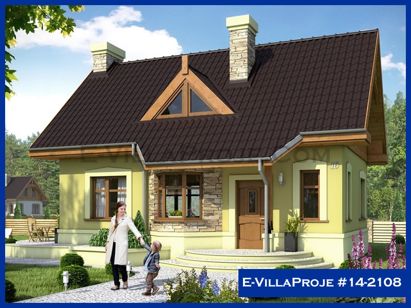 149 m² 2 Katlı (Dubleks) 4+1 Amerikan Çelik Yapı Villa (Ev Villa Proje #14 - 2108) Cephe Görünümü ve Kat Planı