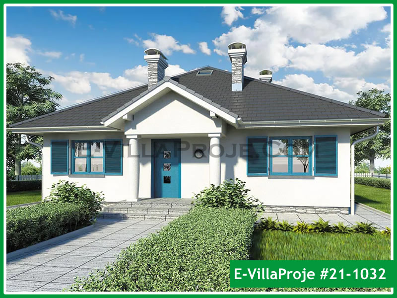 150 m² Tek Katlı 4+1 Ekonomik Çelik Yapı Villa (Ev Villa Proje #21 - 1032) Cephe Görünümü ve Kat Planı