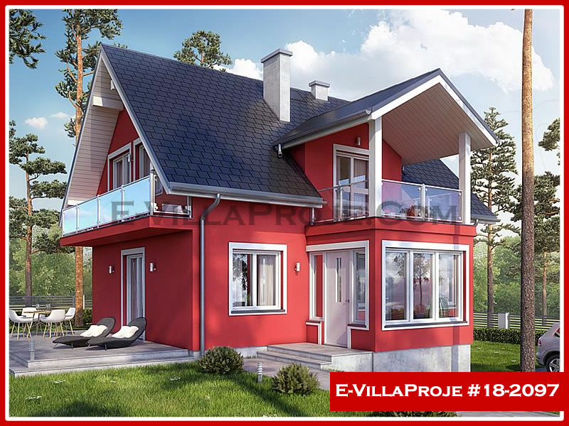 151 m² 2 Katlı (Dubleks) 4+1 Özel Tasarım  Proje Çelik Yapı Villa (Ev Villa Proje #18 - 2097) Cephe Görünümü ve Kat Planı